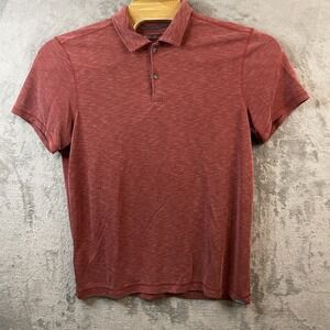 Eddie Bauer Mens L  Burgundy Active‎ Short Sleeve Polo